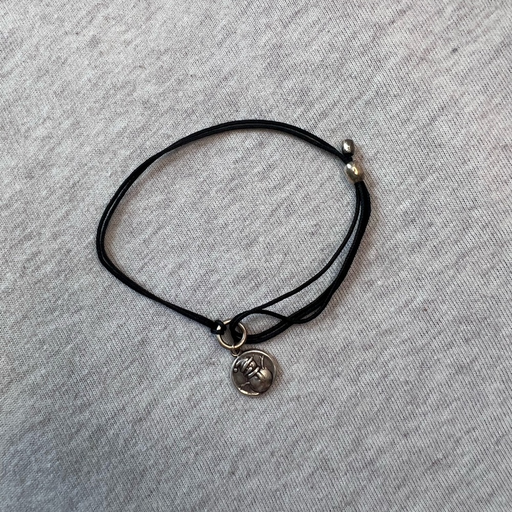 Alex and Ani Black Bracelet with Silver Charm
